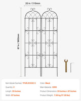 VEVOR 2 Packs Metal Garden Trellis for Climbing Plant Support 87x20 in Rustproof