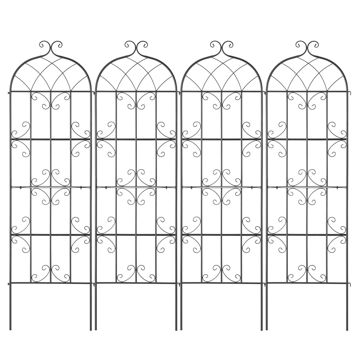 VEVOR 4 Packs Metal Garden Trellis for Climbing Plant Support 71x20 in Rustproof