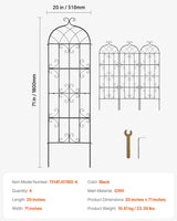 VEVOR 4 Packs Metal Garden Trellis for Climbing Plant Support 71x20 in Rustproof - Close-Up Angle
