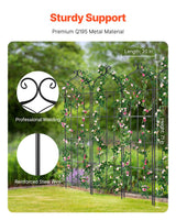 4 Packs Metal Garden Trellis for Climbing Plant Support 71x20 in Rustproof - Front View