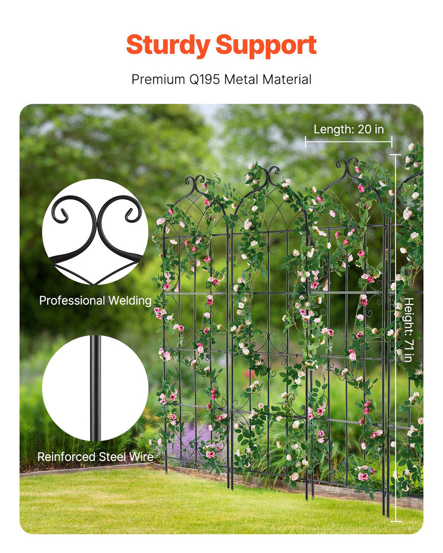 4 Packs Metal Garden Trellis for Climbing Plant Support 71x20 in Rustproof