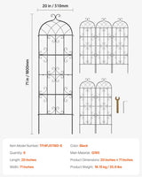 4 Packs Metal Garden Trellis for Climbing Plant Support 71x20 in Rustproof - Close-Up Angle
