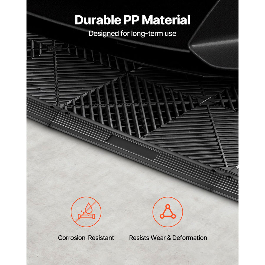 Transition Edge Kit, 11-Piece, Durable Straight Garage Floor Edging, PP Material, Easy Installation, Edge Protection for Wet Area Restaurant Pool, Only Compatible with Drainage Mats, Black