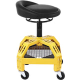VEVOR Rolling Garage Stool, 300LBS Capacity, Adjustable Height from 24 in to 28.7 in, Mechanic Seat with 360-degree Swivel Wheels and Tool Tray, for Workshop, Auto Repair Shop, Yellow - Extra Image