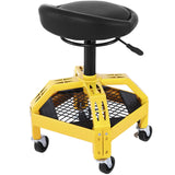 VEVOR Rolling Garage Stool, 300LBS Capacity, Adjustable Height from 24 in to 28.7 in, Mechanic Seat with 360-degree Swivel Wheels and Tool Tray, for Workshop, Auto Repair Shop, Yellow - Extra Image