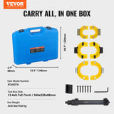 VEVOR Strut Spring Compressor Set, Macpherson Strut Spring Compressor Kit, Interchangeable Fork Strut Coil Extractor Remover Tool, with Yellow Protective Sleeve and Carrying Case - Close-Up Angle