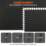 6 PCS 1/2 inch Thick Gym Floor Mats, 24" x 24" EVA Foam & Rubber Top Interlocking Workout Floor Mats with 24 sq.ft Coverage, Waterproof Exercise Puzzle Flooring for Gym, Home, Garage, Basement