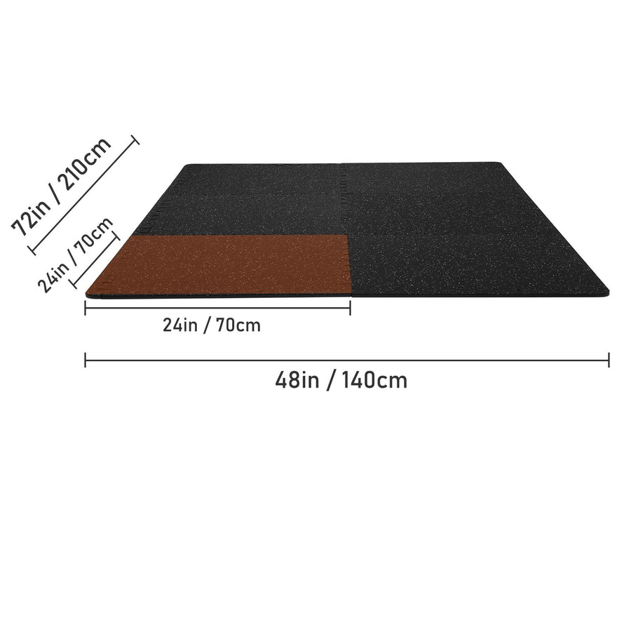 6 PCS 1/2 inch Thick Gym Floor Mats, 24" x 24" EVA Foam & Rubber Top Interlocking Workout Floor Mats with 24 sq.ft Coverage, Waterproof Exercise Puzzle Flooring for Gym, Home, Garage, Basement
