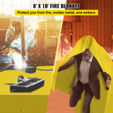 VEVOR 8 x 10 Ft Welding Blanket Gold Fiberglass Blanket Portable Fiberglass Fire Retardant Blanket Welding Mat Welding Fireproof Thermal Resistant Insulation With Carry Bag - Front View