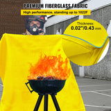 VEVOR 8 x 10 Ft Welding Blanket Gold Fiberglass Blanket Portable Fiberglass Fire Retardant Blanket Welding Mat Welding Fireproof Thermal Resistant Insulation With Carry Bag - Side View