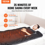 VEVOR Sauna Blanket for Detoxification, Portable Far Infrared Sauna for Home, Oxford Sauna Bag w/ Arm Holes & Carbon Fiber Heating, 1-6 Level Adjustable Temp35-80°C, 5-60 Minutes Timer, 1900x900mm - Front View