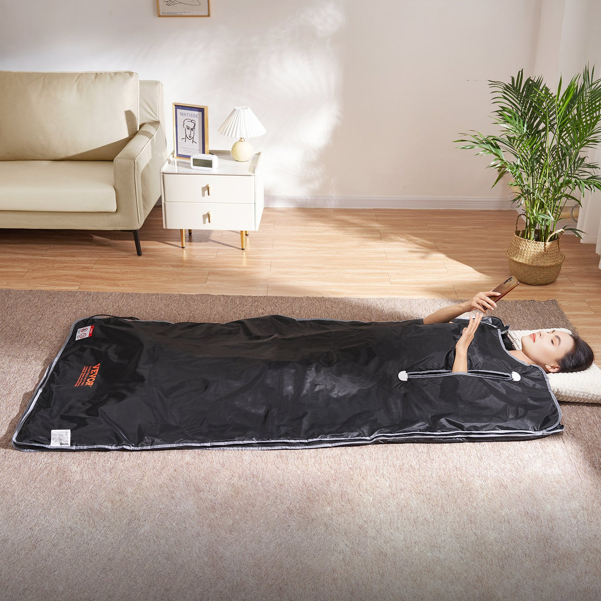 VEVOR Sauna Blanket for Detoxification, Portable Far Infrared Sauna for Home, Oxford Sauna Bag w/ Arm Holes & Carbon Fiber Heating, 1-6 Level