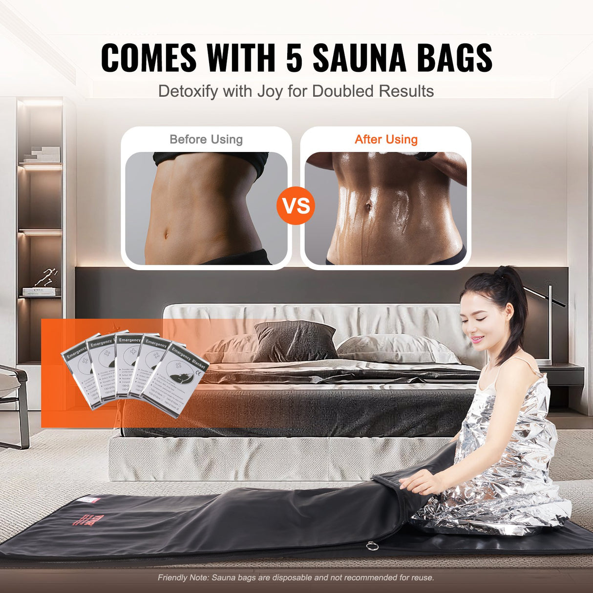 VEVOR Sauna Blanket for Detoxification, Portable Far Infrared Sauna for Home Relaxation, 1-6 Level Adjustable Temprature Rannge 35-85?C, 1-60 Minutes