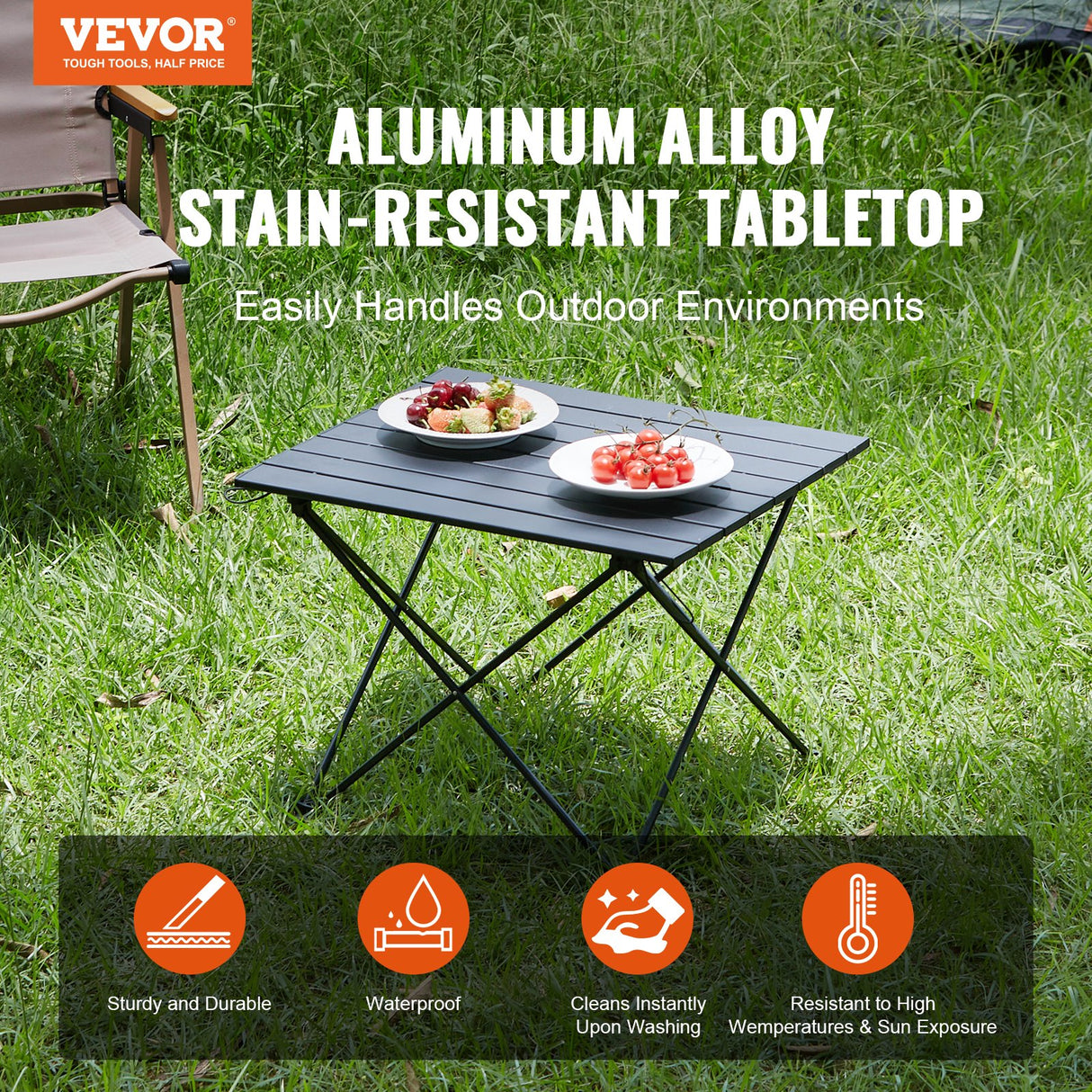 VEVOR Folding Camping Table, Outdoor Portable Side Tables, Lightweight Fold Up Table, Aluminum Alloy Ultra Compact Work Table with Carry Bag, For