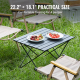 VEVOR Folding Camping Table, Outdoor Portable Side Tables, Lightweight Fold Up Table, Aluminum Alloy Ultra Compact Work Table with Carry Bag, For Cooking, Beach, Picnic, Travel, 22.2x15.9 inch, Black - Rear View