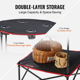VEVOR Folding Camping Table, Outdoor Portable Side Tables, Lightweight Fold Up Table, 600D Oxford Fabric & Steel Ultra Compact Work Table with Large Storage & Carry Bag, For Beach Picnic, 28.3
