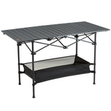 VEVOR Folding Camping Table, Outdoor Portable Side Tables, Lightweight Fold Up Table, Aluminum & Steel Ultra Compact Work Table with Large Storage and