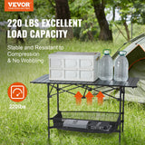 VEVOR Folding Camping Table, Outdoor Portable Side Tables, Lightweight Fold Up Table, Aluminum & Steel Ultra Compact Work Table with Large Storage and Carry Bag, For Beach, Picnic, Travel, 24x16 inch - Front View