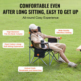 VEVOR Camping Folding Chair for Adults, Portable Heavy Duty Outdoor Quad Lumbar Back Padded Arm Chairs with Side Pockets, Cup Holder and Cooler Bag for Beach, Lawn, Picnic, Fishing, Backpacking, Black - Top-Down View
