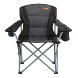 VEVOR Camping Folding Chair for Adults, Portable Heavy Duty Outdoor Quad Lumbar Back Padded Arm Chairs with Side Pockets, Cup Holder and Cooler Bag for Beach, Lawn, Picnic, Fishing, Backpacking, Black - Extra Image