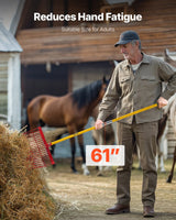 VEVOR Horse Manure Fork Garden Tool 18 Tine Plastic Pitchfork Muck Rake for Hay - Side View