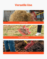 VEVOR 6Pcs Manure Fork Replacement Head 18 Tine Horse Stable Mulch Fork Heads - Rear View