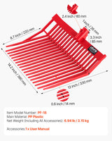 VEVOR 6Pcs Manure Fork Replacement Head 18 Tine Horse Stable Mulch Fork Heads - Close-Up Angle