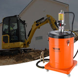 VEVOR Grease Pump, 40L Capacity, Air Operated Grease Pump with 3.88 m High Pressure Hose and Grease Gun, Pneumatic Grease Bucket Pump with Wheels, Portable Lubrication Grease Pump 50:1 Pressure Ratio - Low Angle