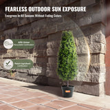 VEVOR 2 Pack 91.4cm Artificial Boxwood Topiary Tree Faux Plant UV Decor In/Outdoor - Side View