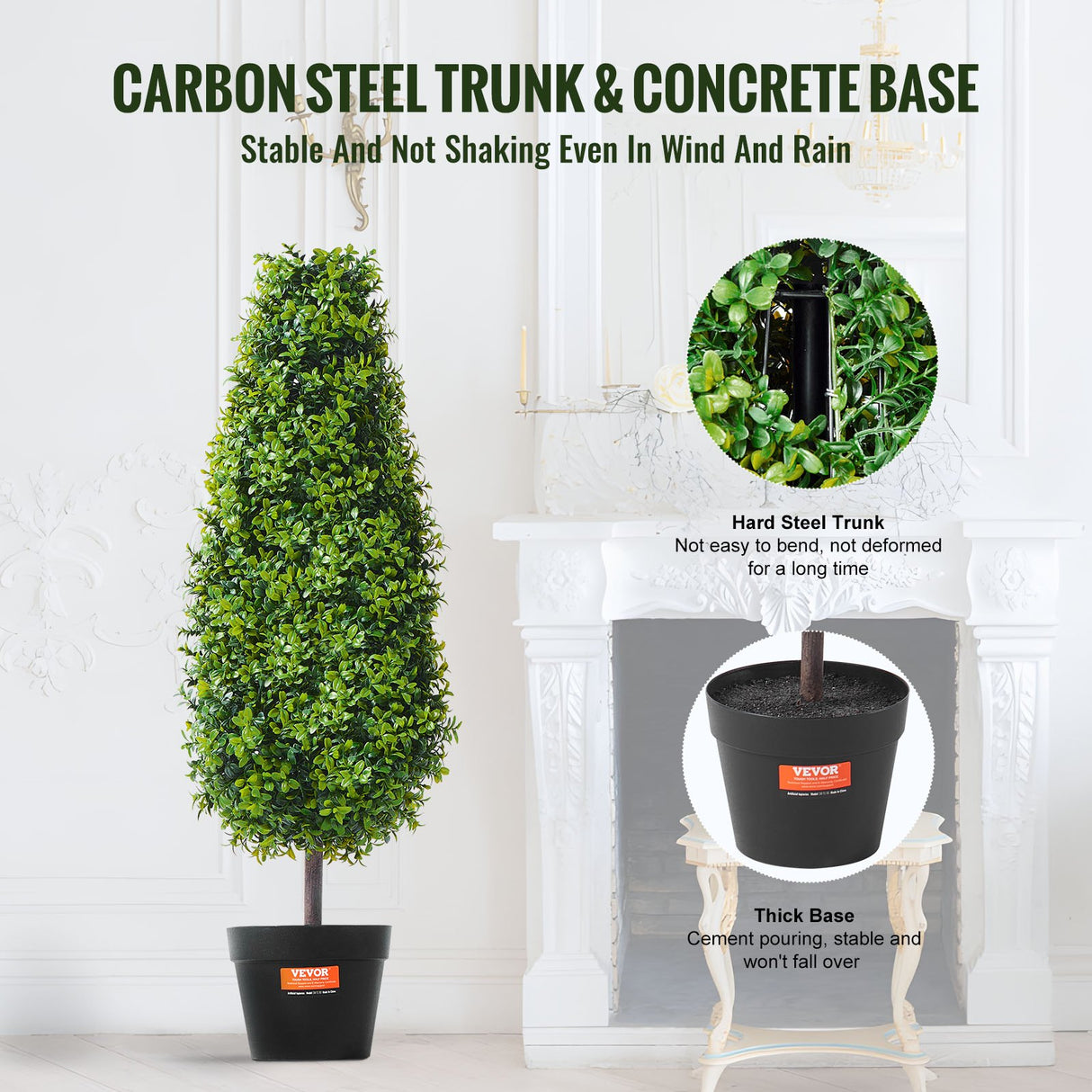 VEVOR 2 Pack 91.4cm Artificial Boxwood Topiary Tree Faux Plant UV Decor In/Outdoor