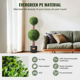 VEVOR 2 Pack 91.4cm Artificial Boxwood Topiary Tree Faux Plant UV Decor In/Outdoor - Side View