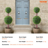 VEVOR 2 Pack 91.4cm Artificial Boxwood Topiary Tree Faux Plant UV Decor In/Outdoor - Close-Up Angle