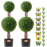VEVOR 2 Pack 91.4cm Artificial Boxwood Topiary Tree Faux Plant UV Decor In/Outdoor - Extra Image