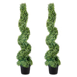 Artificial Topiaries Boxwood Trees, 10cm Tall (2 Pieces) Faux Topiary Plant Outdoor, All-year Green Feaux Plant w/ Replaceable Leaves for Decorative Indoor/Outdoor/Garden