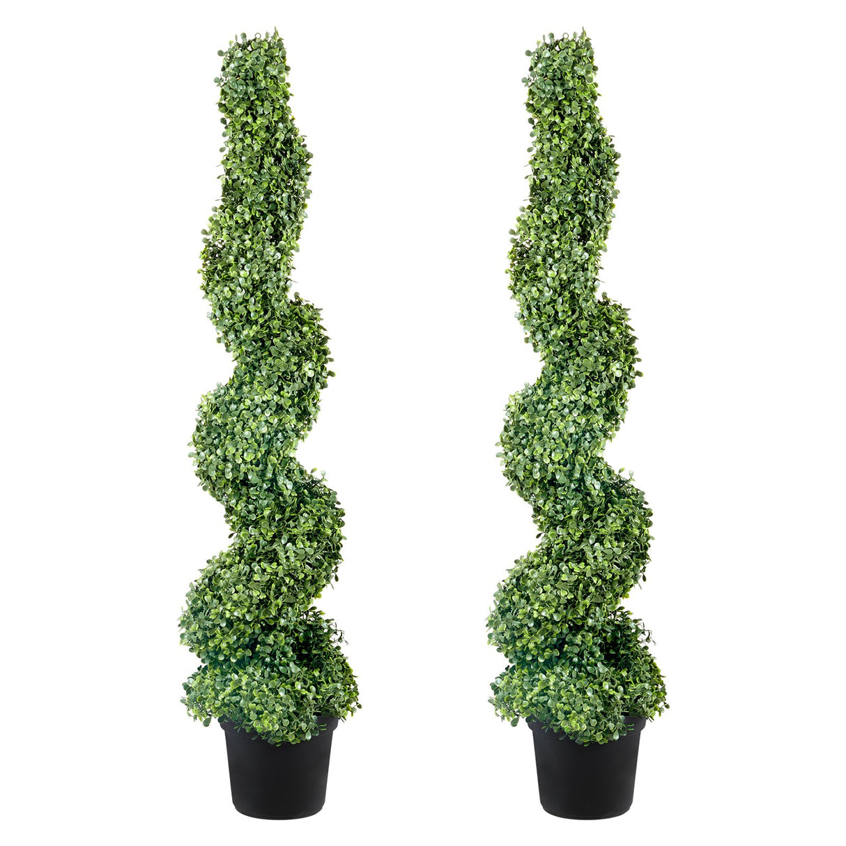 VEVOR Artificial Topiaries Boxwood Trees, 10cm Tall (2 Pieces) Faux Topiary Plant Outdoor, All-year Green Feaux Plant w/ Replaceable Leaves for Decorative Indoor/Outdoor/Garden