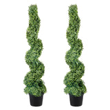 VEVOR Artificial Topiaries Boxwood Trees, 10cm Tall (2 Pieces) Faux Topiary Plant Outdoor, All-year Green Feaux Plant w/ Replaceable Leaves for Decorative Indoor/Outdoor/Garden