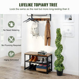 Artificial Topiaries Boxwood Trees, 10cm Tall (2 Pieces) Faux Topiary Plant Outdoor, All-year Green Feaux Plant w/ Replaceable Leaves for Decorative Indoor/Outdoor/Garden