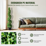 VEVOR Artificial Topiaries Boxwood Trees, 10cm Tall (2 Pieces) Faux Topiary Plant Outdoor, All-year Green Feaux Plant w/ Replaceable Leaves for Decorative Indoor/Outdoor/Garden - Side View