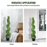 VEVOR Artificial Topiaries Boxwood Trees, 10cm Tall (2 Pieces) Faux Topiary Plant Outdoor, All-year Green Feaux Plant w/ Replaceable Leaves for Decorative Indoor/Outdoor/Garden - Rear View