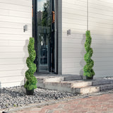 Artificial Topiaries Boxwood Trees, 10cm Tall (2 Pieces) Faux Topiary Plant Outdoor, All-year Green Feaux Plant w/ Replaceable Leaves for Decorative Indoor/Outdoor/Garden