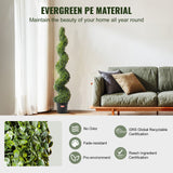 VEVOR 2 Pack 152.4cm Artificial Boxwood Topiary Tree Faux Plant UV Decor In/Outdoor - Side View