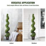 VEVOR 2 Pack 152.4cm Artificial Boxwood Topiary Tree Faux Plant UV Decor In/Outdoor - 45-Degree Angle
