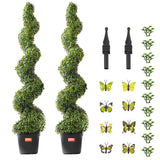 VEVOR 2 Pack 152.4cm Artificial Boxwood Topiary Tree Faux Plant UV Decor In/Outdoor - Low Angle