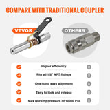 VEVOR Grease Gun Coupler 2 Pack High Pressure Quick Release Oil Nozzle 10000 PSI - 45-Degree Angle