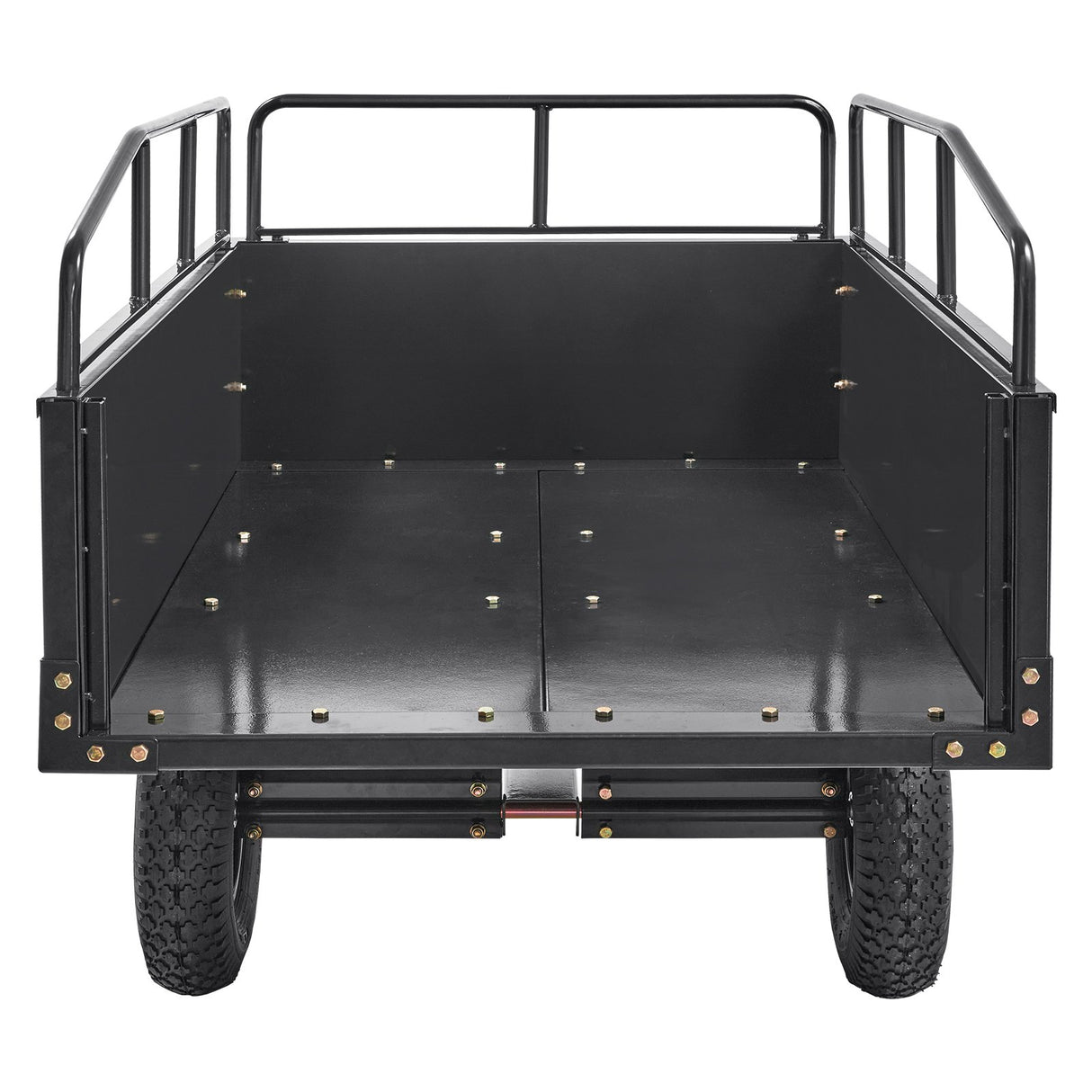 Heavy Duty ATV Trailer Steel Dump Cart, 750-Pound 15 Cubic Feet, Garden Utility Trailer with Removable Sides for Riding Lawn Mower Tractor