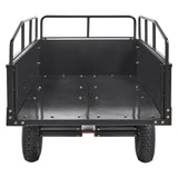 Heavy Duty ATV Trailer Steel Dump Cart, 750-Pound 15 Cubic Feet, Garden Utility Trailer with Removable Sides for Riding Lawn Mower Tractor