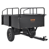 Heavy Duty ATV Trailer Steel Dump Cart, 750-Pound 15 Cubic Feet, Garden Utility Trailer with Removable Sides for Riding Lawn Mower Tractor