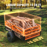 Heavy Duty Steel ATV Dump Trailer, 1500-Pound Load Capacity 15 Cubic Feet, Tow Behind Dump Cart Garden Trailer, with Removable Sides and 2 Tires, for Mowers, Tractors, ATV, UTV