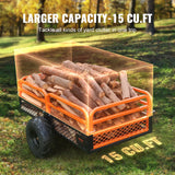 VEVOR Heavy Duty Steel ATV Dump Trailer, 1500-Pound Load Capacity 15 Cubic Feet, Tow Behind Dump Cart Garden Trailer, with Removable Sides and 2 Tires, for Mowers, Tractors, ATV, UTV - Top-Down View