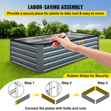 VEVOR Galvanized Raised Garden Bed, 203 x 102 x 48 cm Metal Planter Box, Gray Steel Plant Raised Garden Bed Kit, Planter Boxes Outdoor for Growing Vegetables,Flowers,Fruits,Herbs,and Succulents - 45-Degree Angle